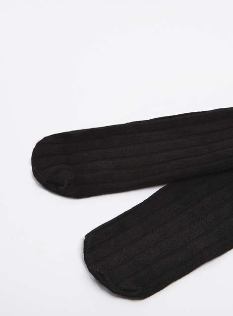 Black ribbed knit tights